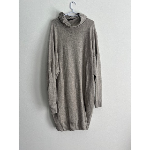 Gap Womens XXL Tall Gray Turtleneck Oversized Sweater Dress Long Sleeve Knit - Picture 2 of 6